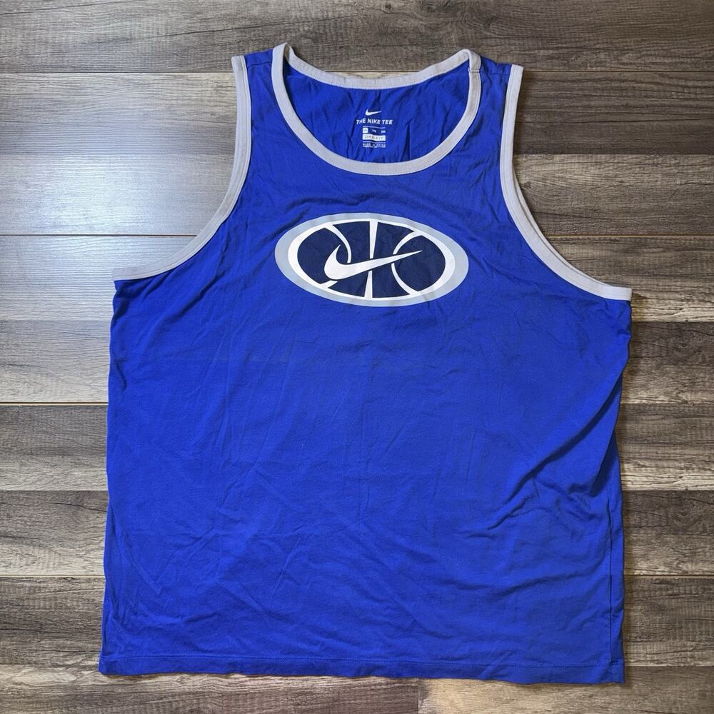 Nike Men's Dri-Fit Basketball Tank Top Size 2-XLarge Cotton Blue Grey Basketball